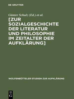 cover image of Zur Sozialgeschichte der Literatur und Philosophie im Zeitalter der Aufklärung